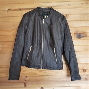 Baccini Womens Brown Pleather Jacket, Size: Large